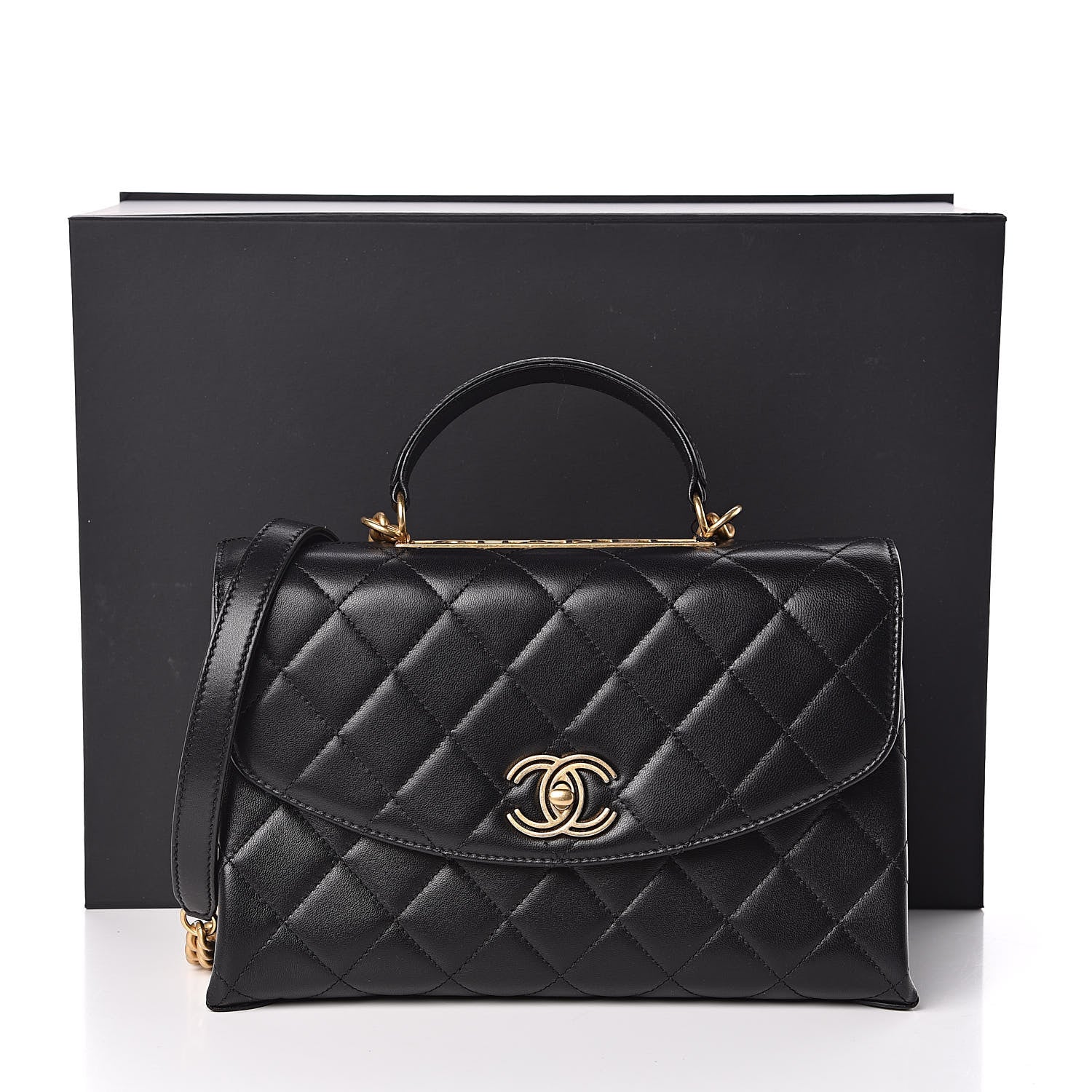 Chanel Lambskin Quilted Large Trendy Spirit Top Handle Bag Black 11 of 11