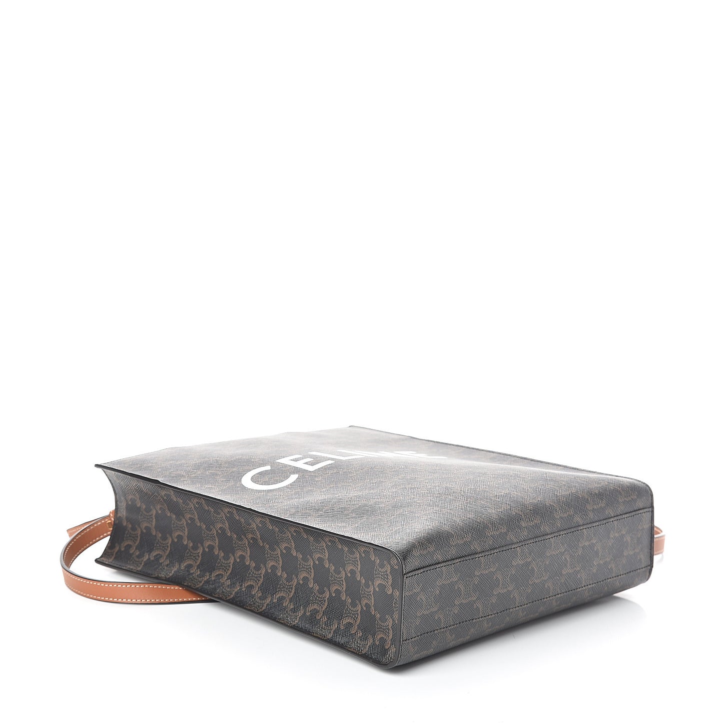 Triomphe Canvas Calfskin Small Vertical Cabas Tan