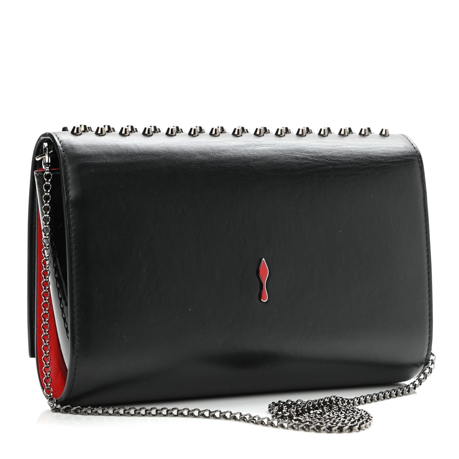Christian Louboutin Calfskin Patent Spikes Paloma Clutch Black 2 of 10