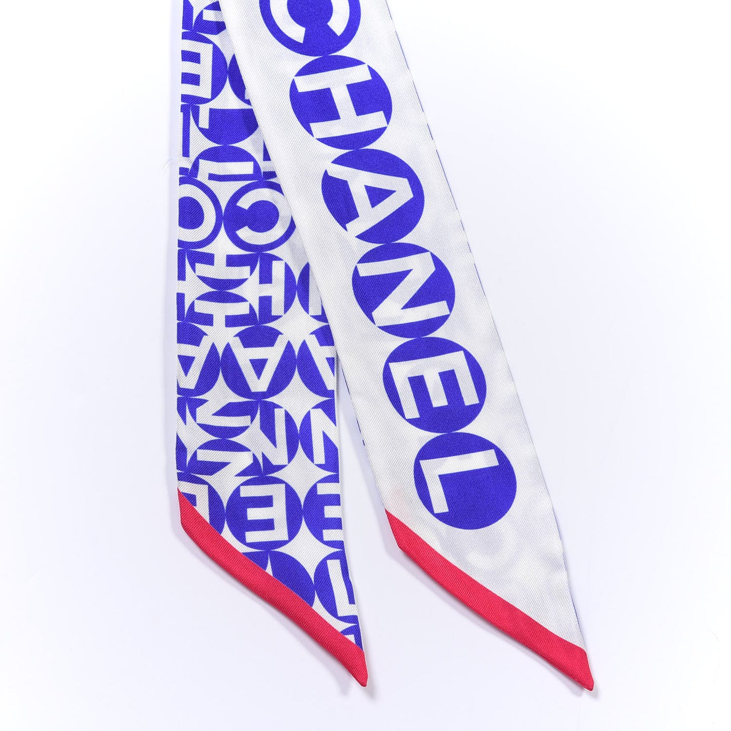 Silk Twill Slim Bandeau Scarf Blue Pink