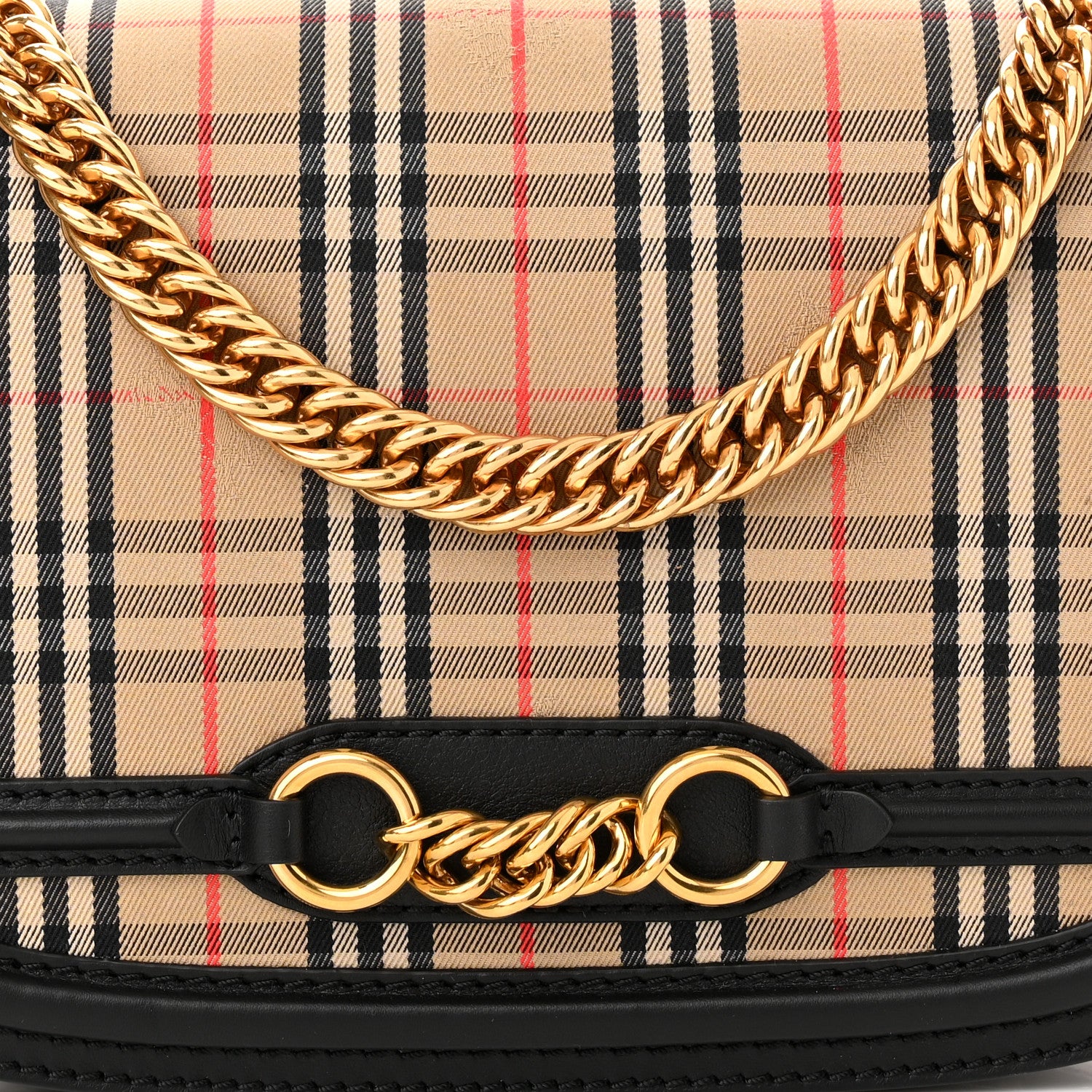 Burberry Smooth Calfskin 1983 Knight Check Link Shoulder Bag Black 7 of 10