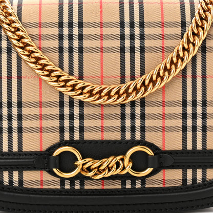 Burberry Smooth Calfskin 1983 Knight Check Link Shoulder Bag Black 7 of 10