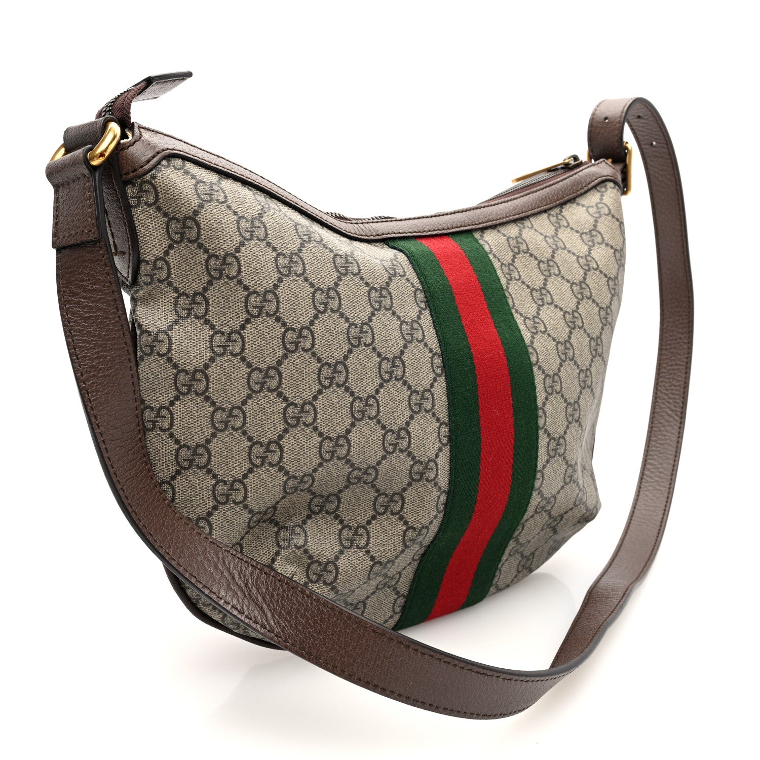 Gucci GG Supreme Monogram Web Small Ophidia Half Moon Hobo Brown 3 of 10