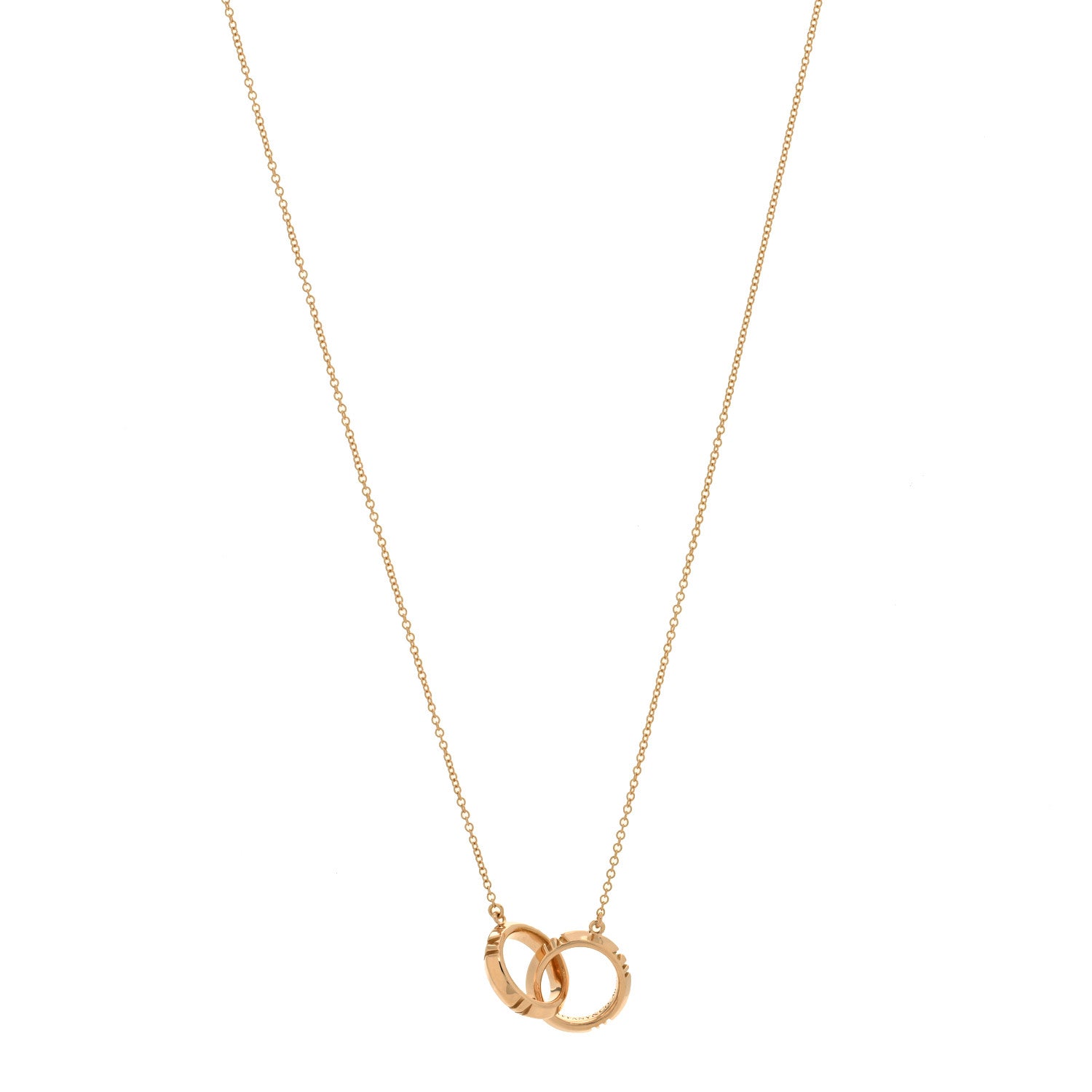 Tiffany 18K Rose Gold Interlocking Atlas Open Pendant Necklace 1 of 5