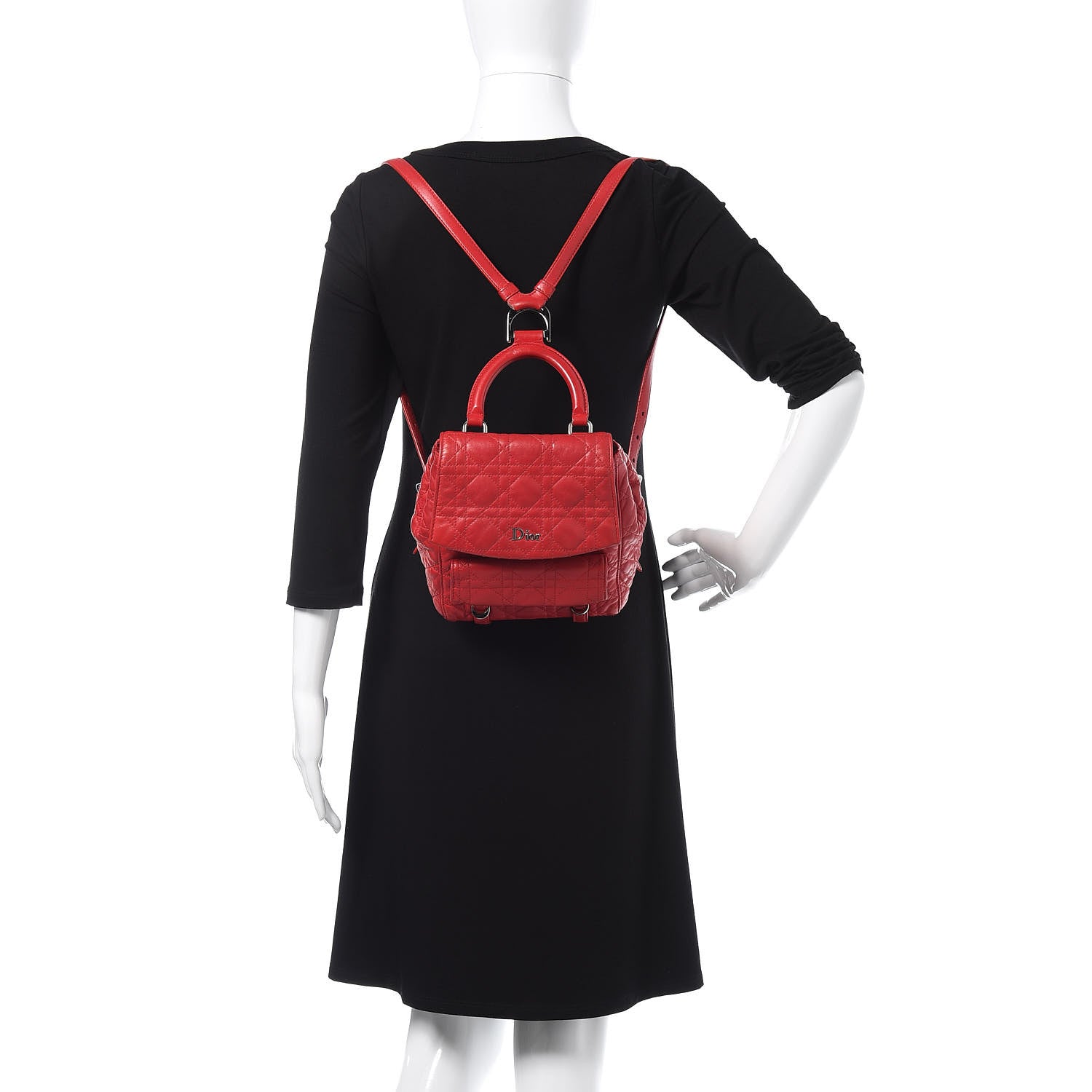 Christian Dior Lambskin Cannage Small Stardust Backpack Red 2 of 10