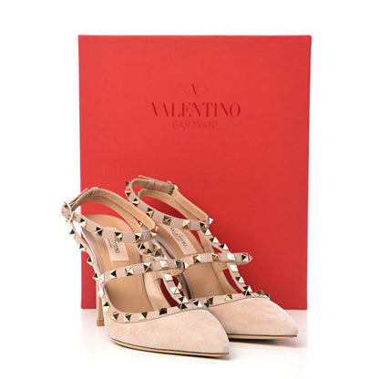 Valentino Garavani Suede Nappa Rockstud Ankle Strap 100mm Pumps 40 Poudre 9 of 9