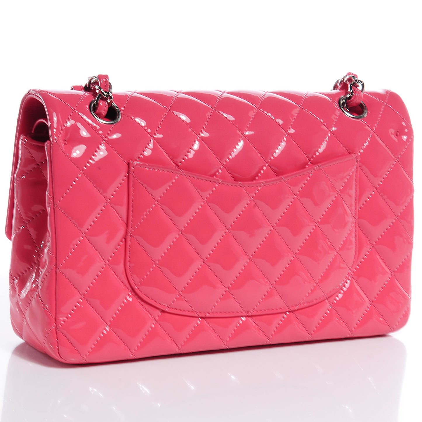 Patent Quilted Medium Double Flap Pink