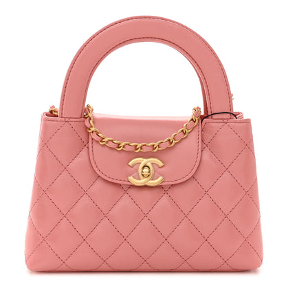 Chanel Shiny Aged Calfskin Quilted Nano Kelly Shopper Coral Pink 1 of 11