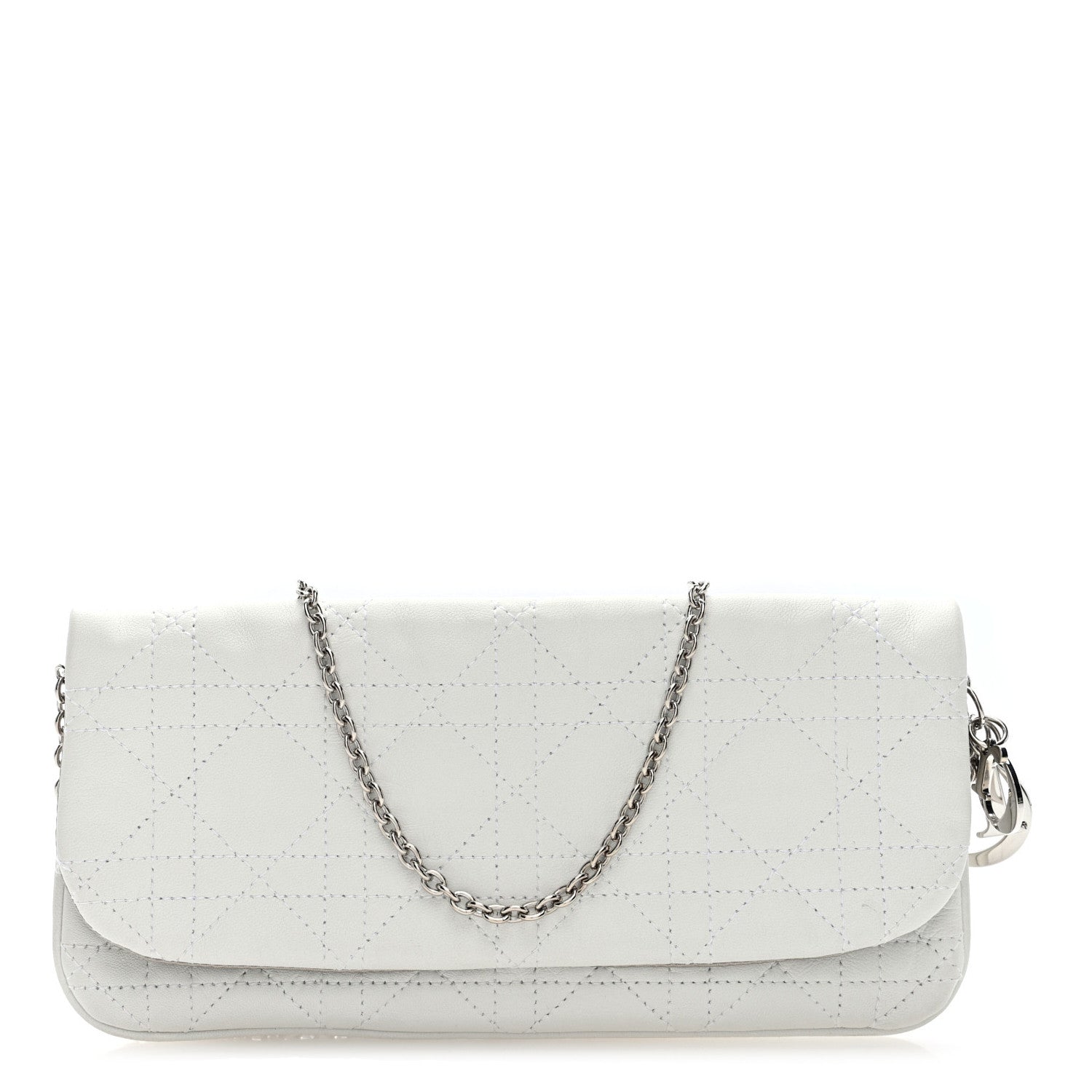 Christian Dior Lambskin Cannage Lady Dior Chain Clutch White 1 of 11