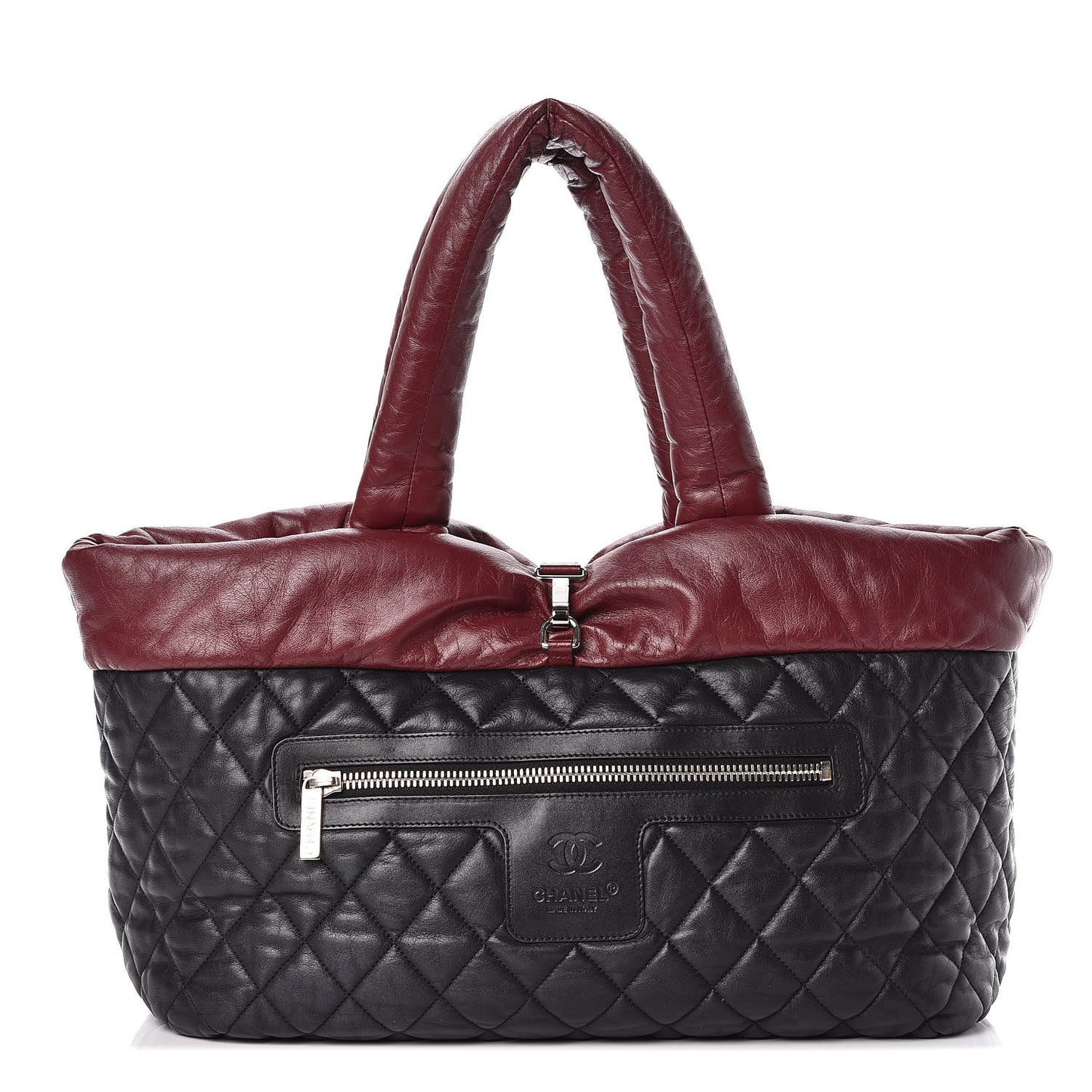 Lambskin Quilted Medium Coco Cocoon Reversible Tote Black