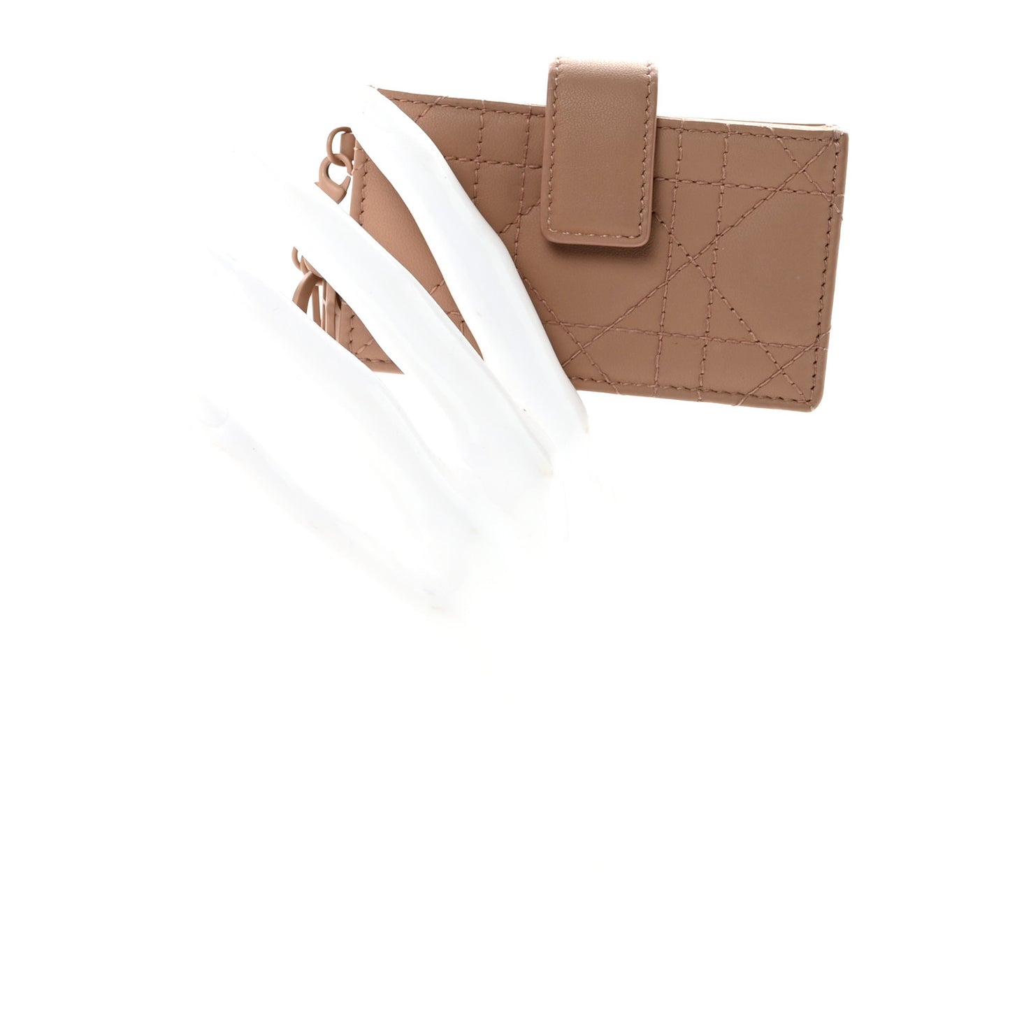 Ultra Matte Calfskin Cannage Lady Dior 5-Gusset Card Holder Blush Powder