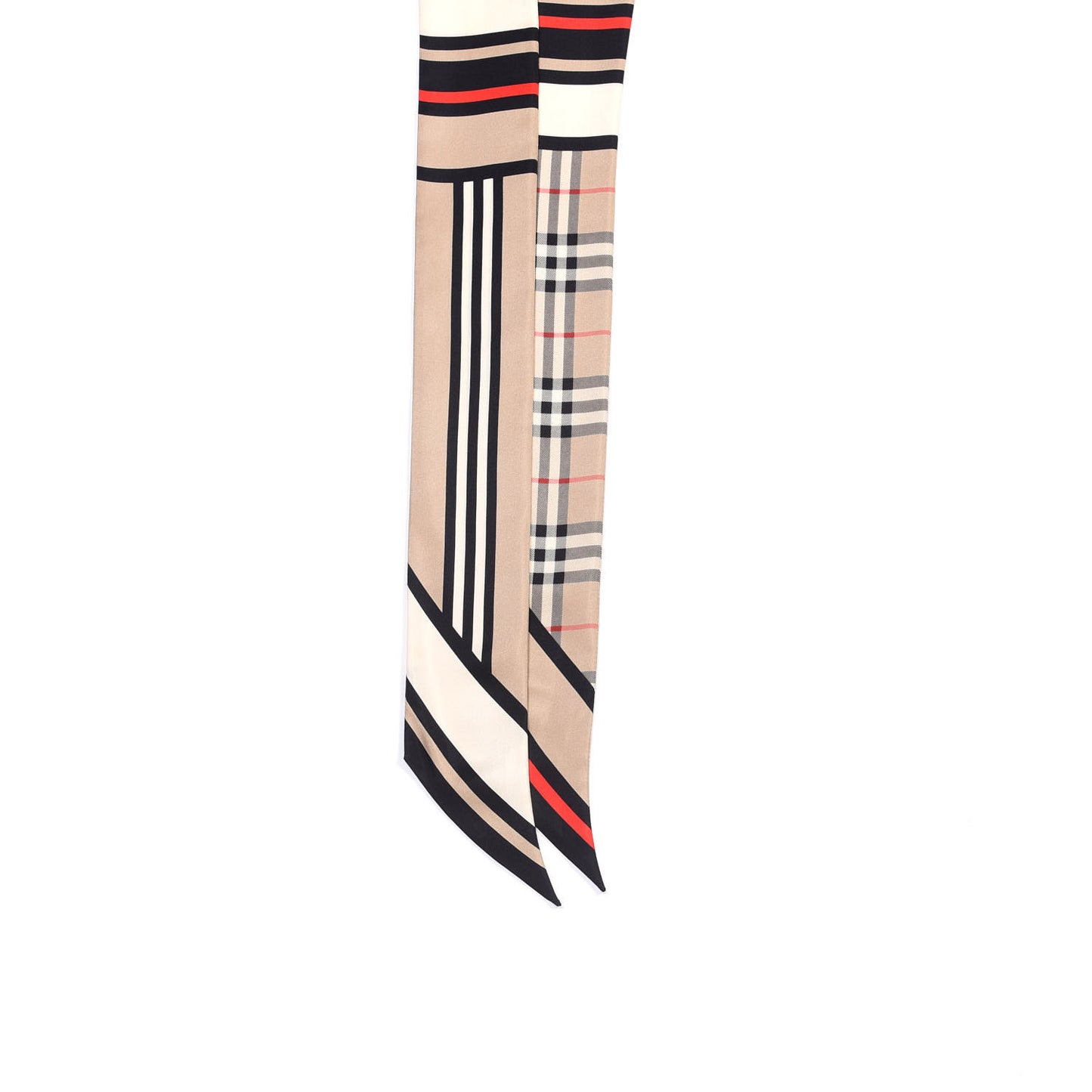 Silk Montage Print Skinny Scarf Archive Beige