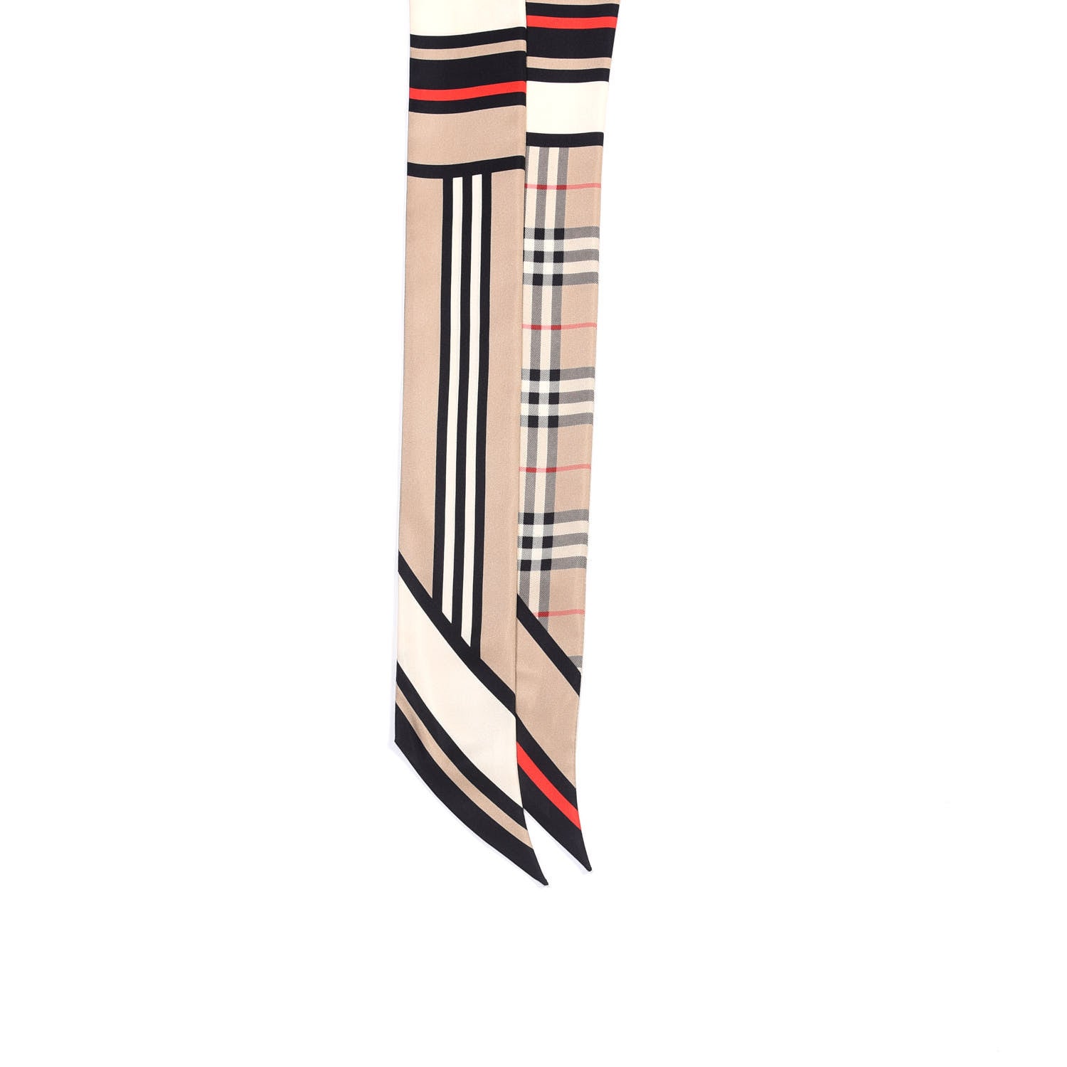 Burberry Silk Montage Print Skinny Scarf Archive Beige 2 of 3