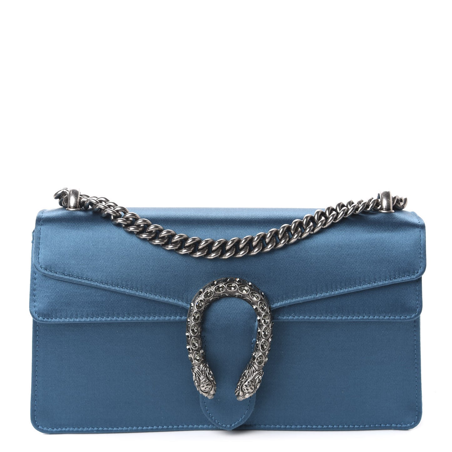 Satin Silk Crystal Small Dionysus Shoulder Bag Turchese Black Diamond