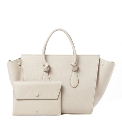 Celine Crisped Calfskin Tie Knot Small Tote Chalk 1 of 8