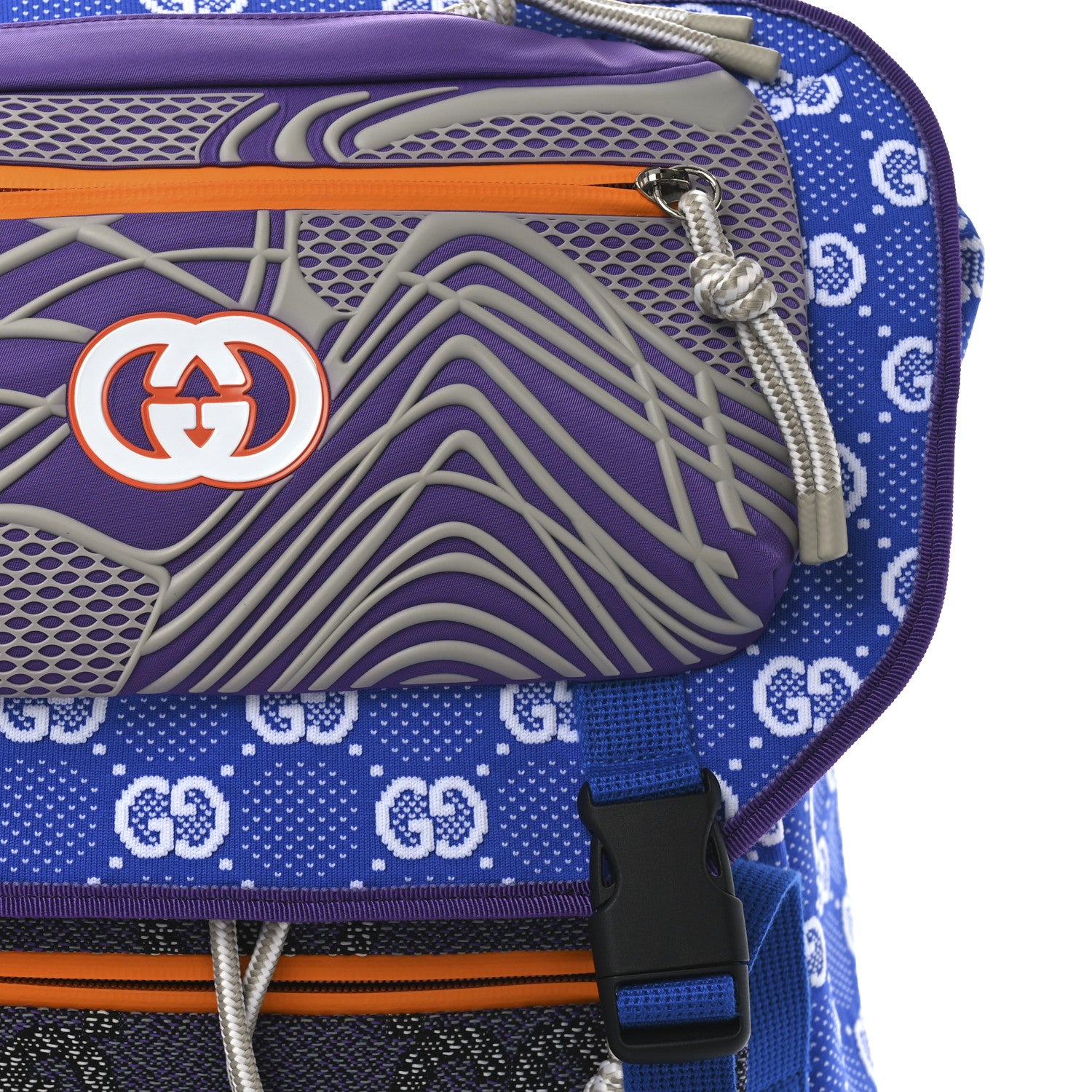 Gucci Jersey GG Monogram All Over Pan Sport Double Buckle Backpack  Blue Multicolor 8 of 10