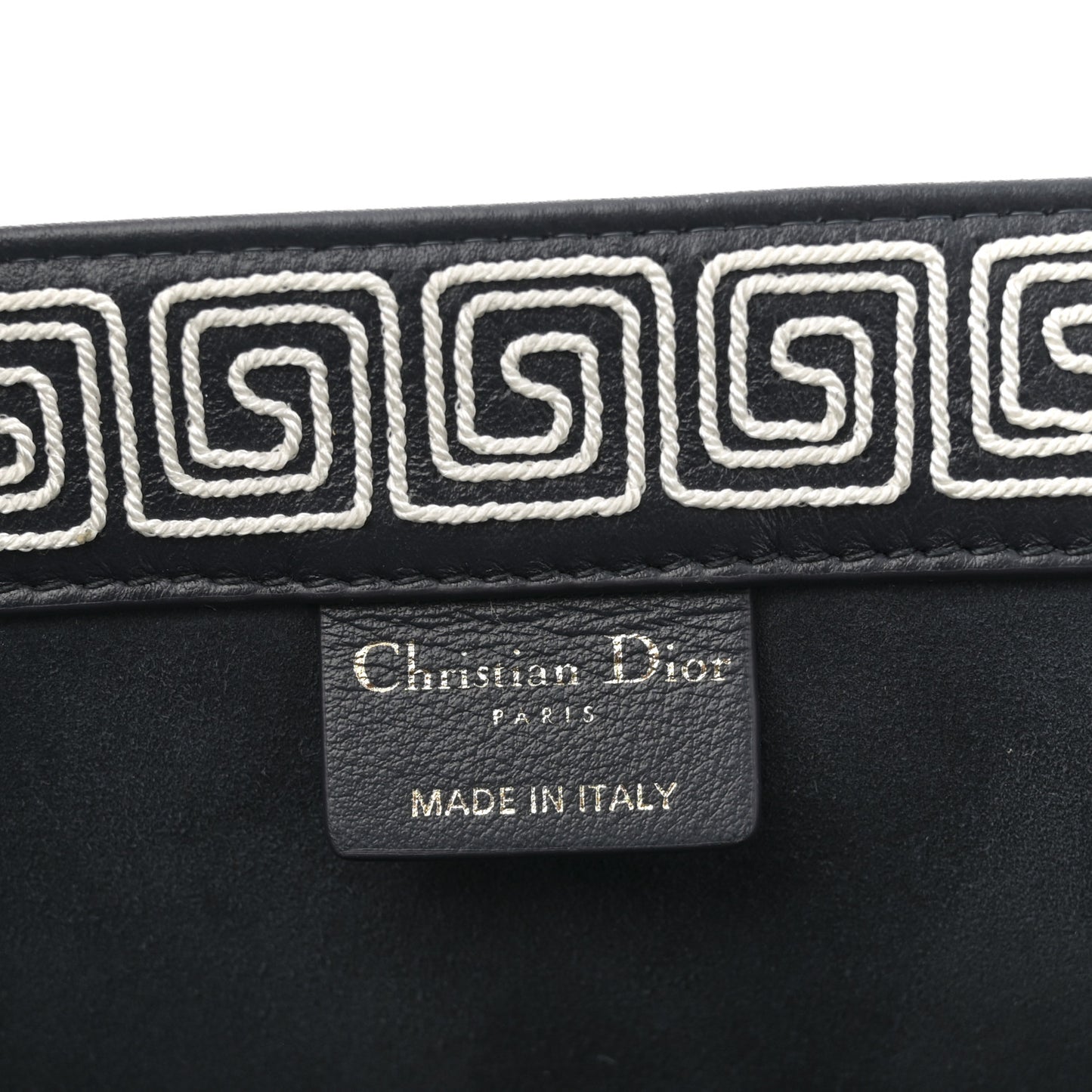 Calfskin Cornely-Effect Embroidery Medium Book Tote Black White