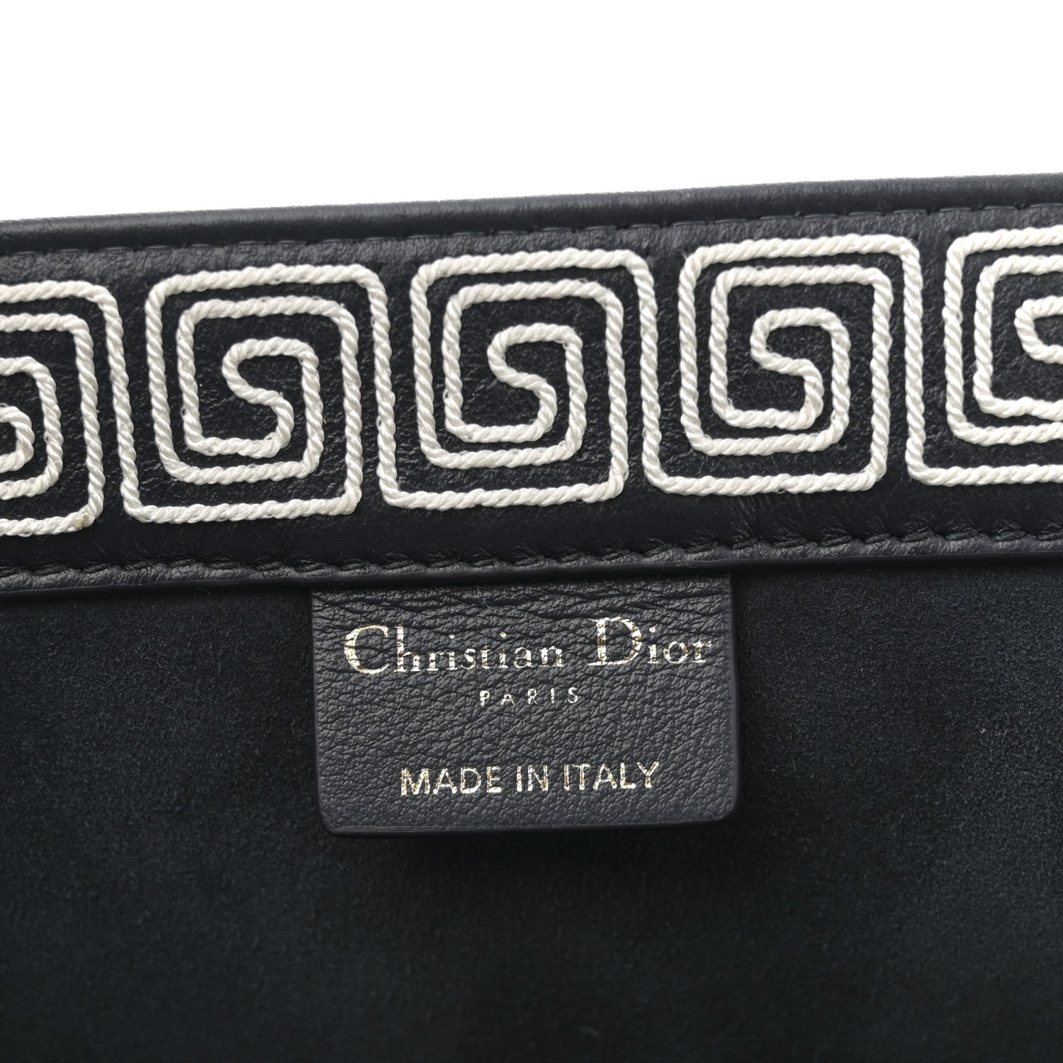 Christian Dior Calfskin Cornely-Effect Embroidery Medium Book Tote Black White 6 of 10