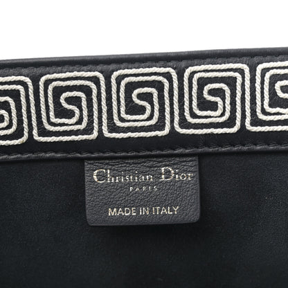 Christian Dior Calfskin Cornely-Effect Embroidery Medium Book Tote Black White 6 of 10