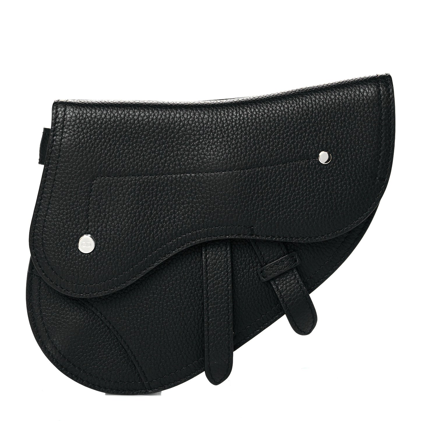 Grained Calfskin Saddle Pouch Belt Bag Black