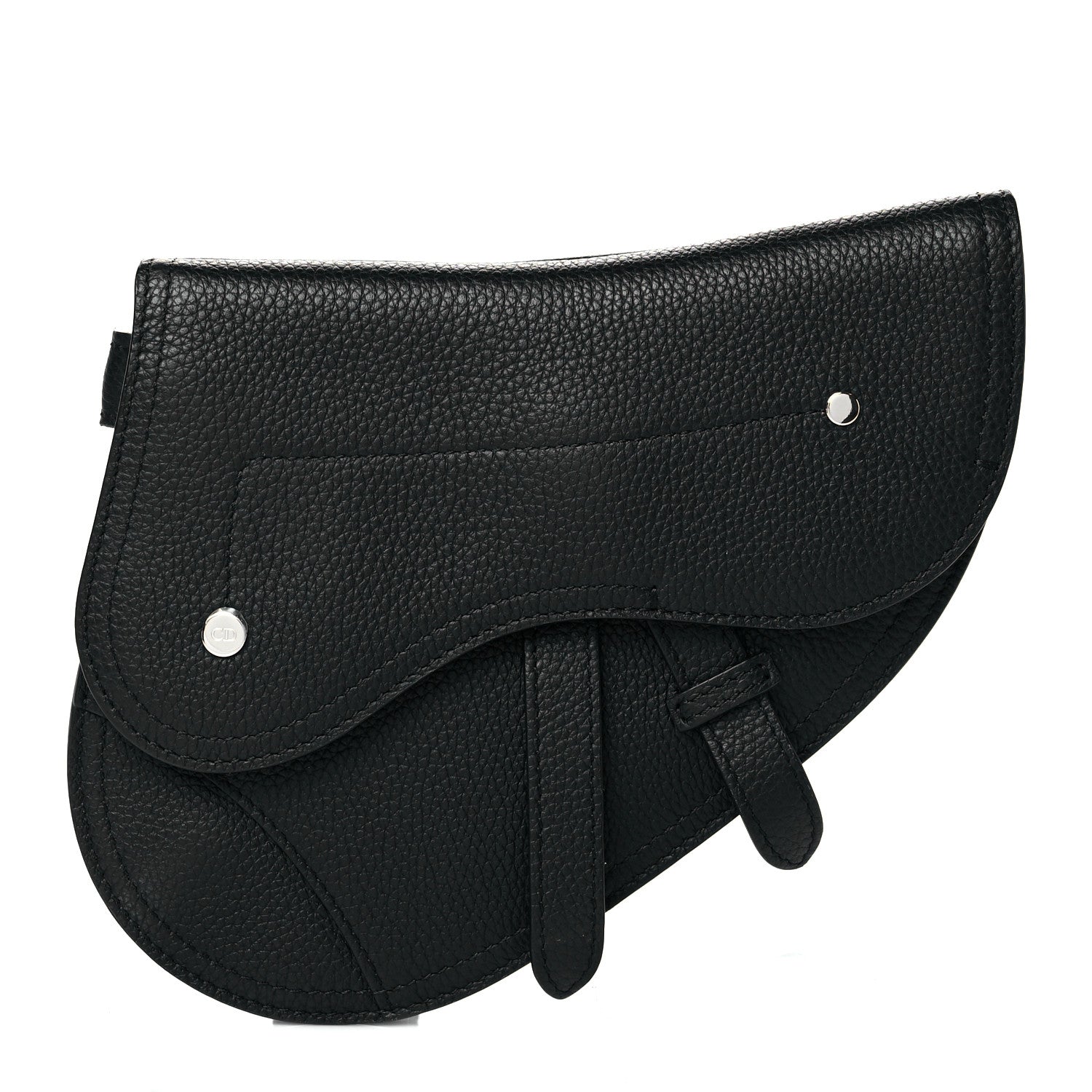 Christian Dior Grained Calfskin Saddle Pouch Belt Bag Black 1 of 10