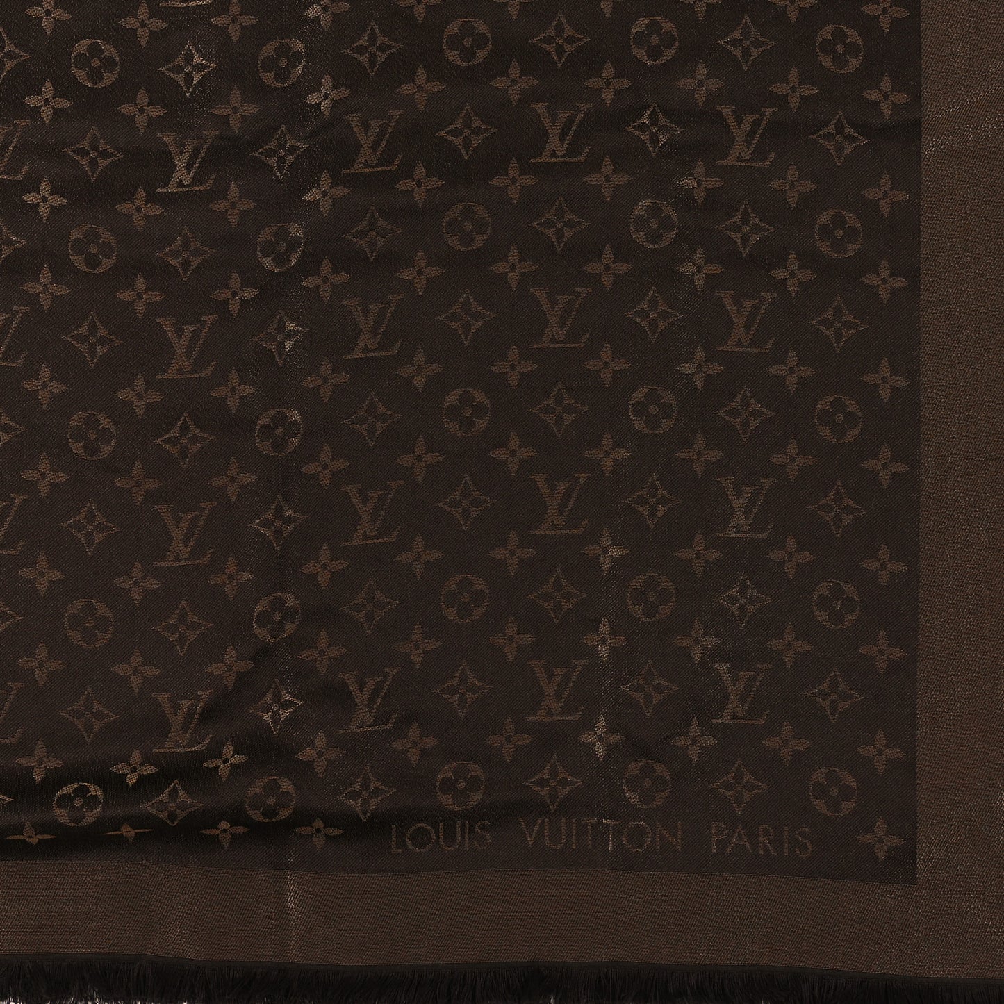 Silk Lurex Wool Monogram Shine Shawl Marron