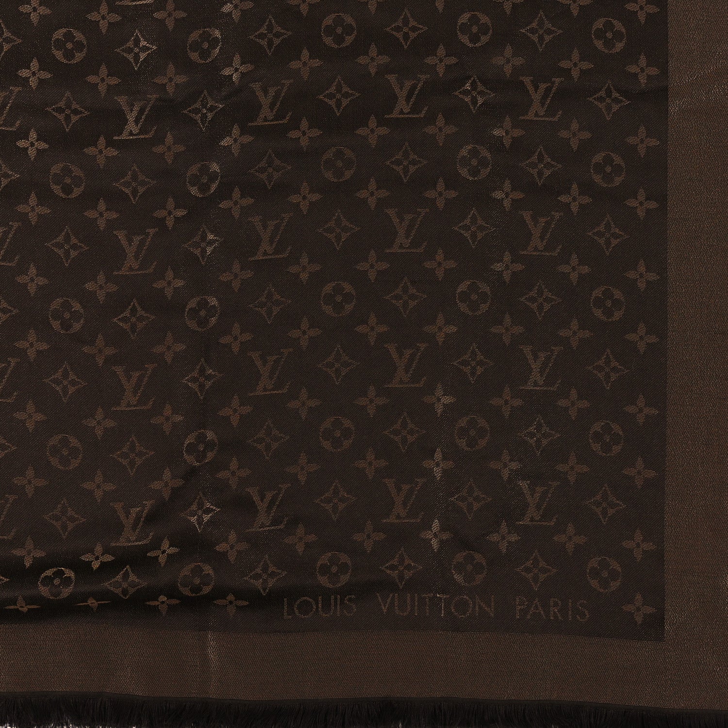 Louis Vuitton Silk Lurex Wool Monogram Shine Shawl Marron 2 of 3