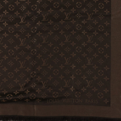 Louis Vuitton Silk Lurex Wool Monogram Shine Shawl Marron 2 of 3
