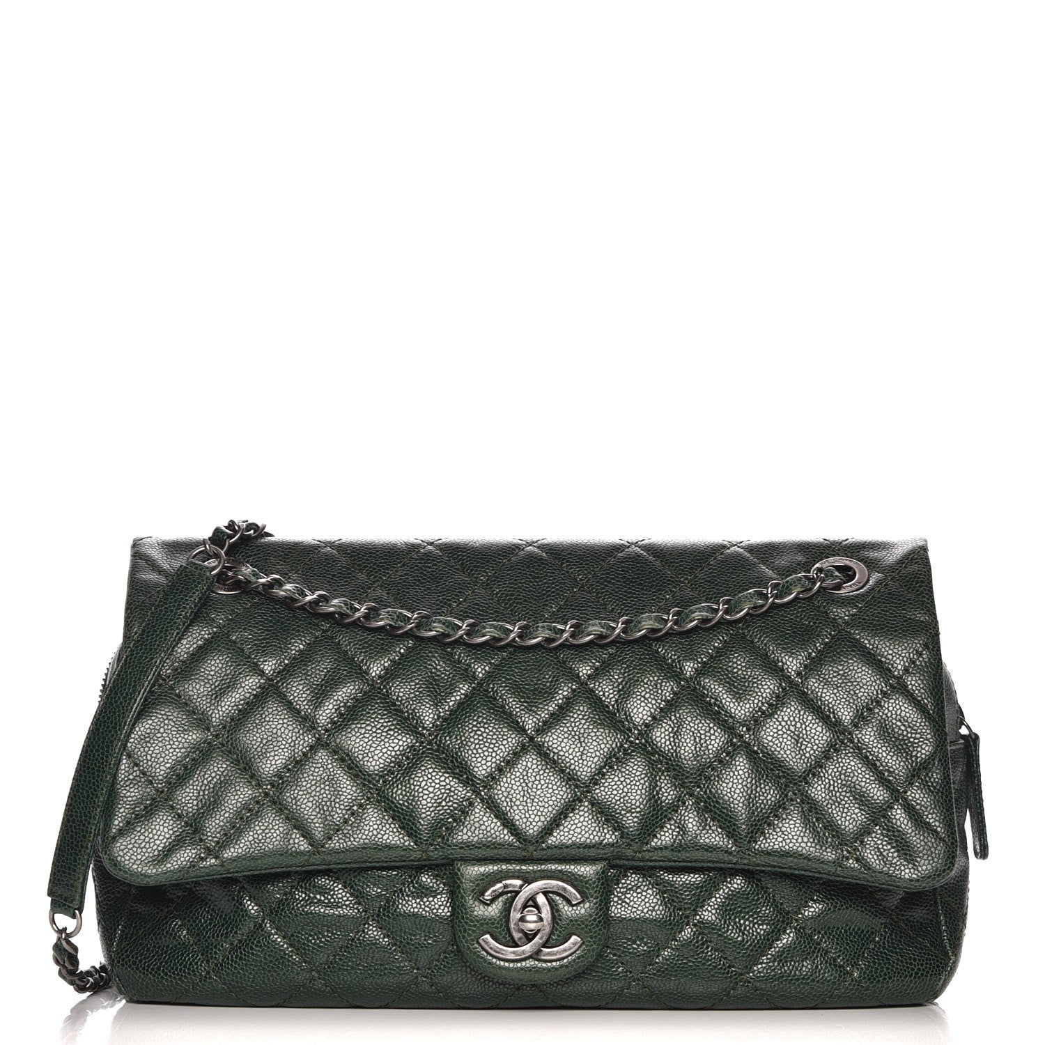 Chanel Iridescent Caviar Quilted Large Chic Flap Dark Green 1 of 7