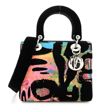 Christian Dior X CHRIS MARTIN Velvet Printed Medium Lady Dior Art Black Multicolor 1 of 9