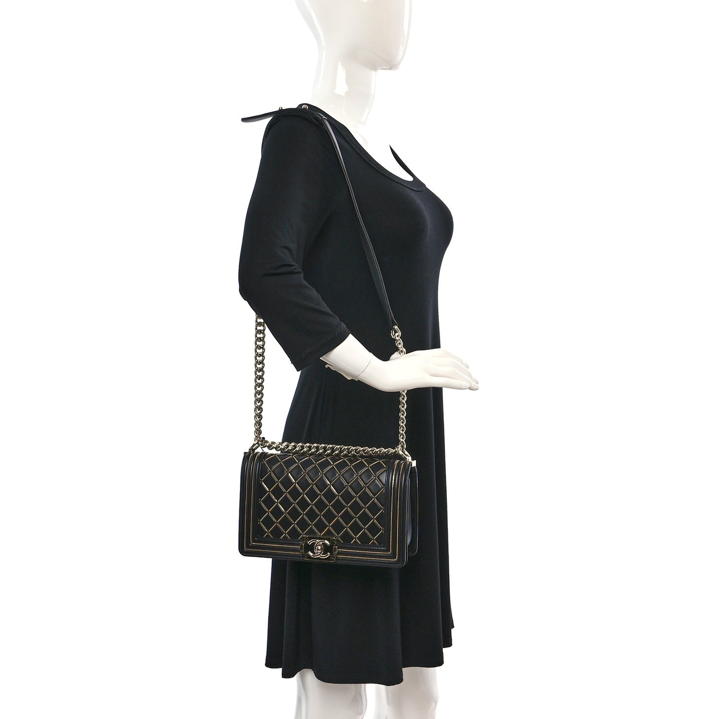 Lambskin Chain Quilted Medium Boy Flap Black