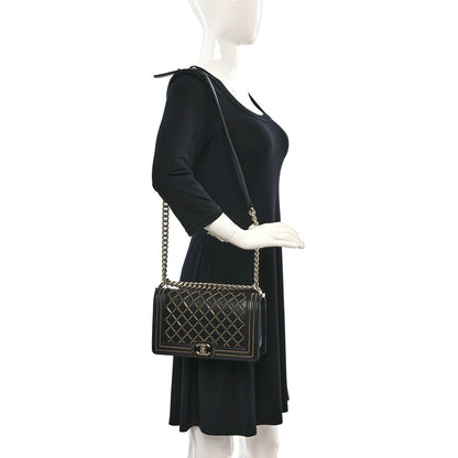 Chanel Lambskin Chain Quilted Medium Boy Flap Black 2 of 13