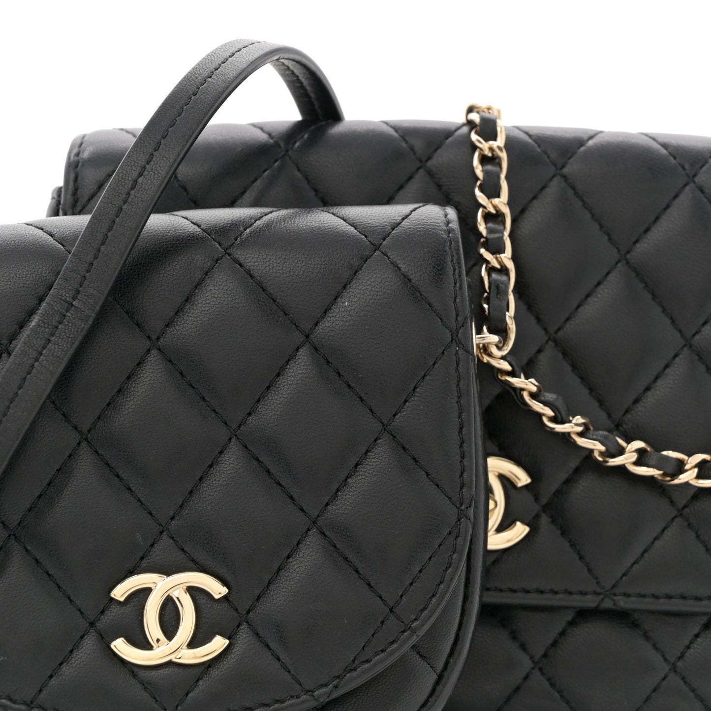 Lambskin Quilted Side Packs Black