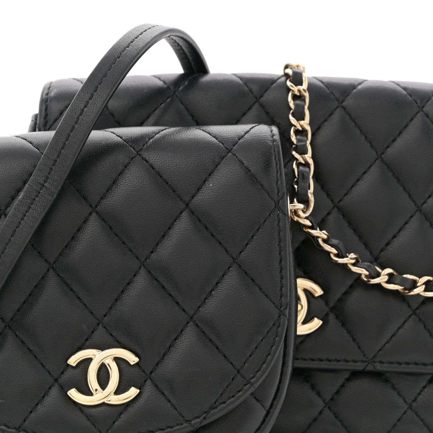 Chanel Lambskin Quilted Side Packs Black 9 of 14