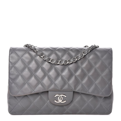 Chanel Lambskin Quilted Jumbo Single Flap Grey 1 of 20