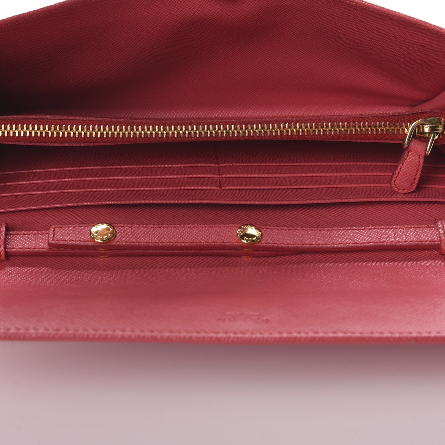 Prada Saffiano Metal Oro Chain Wallet Fragola 5 of 10