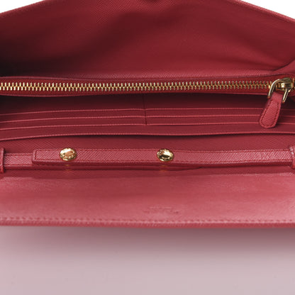 Prada Saffiano Metal Oro Chain Wallet Fragola 5 of 10