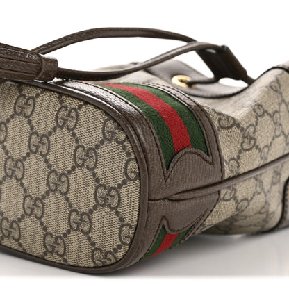 Gucci GG Supreme Monogram Web Mini Ophidia Bucket Bag Brown 10 of 11