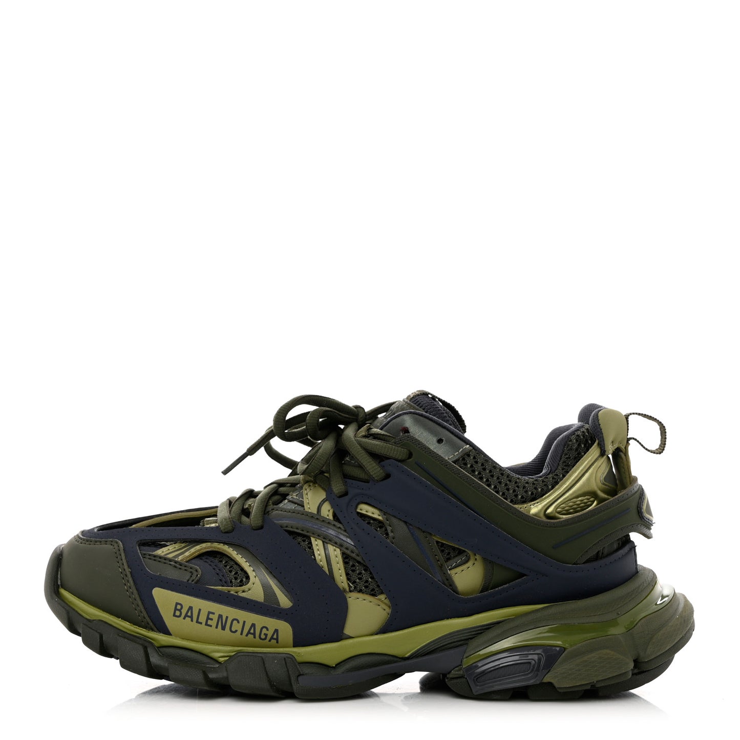 Mesh Rubber Tri-Color Womens Track Sneakers 38 Kaki Dark Grey Green
