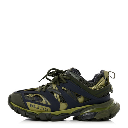 Balenciaga Mesh Rubber Tri-Color Womens Track Sneakers 38 Kaki Dark Grey Green 1 of 11