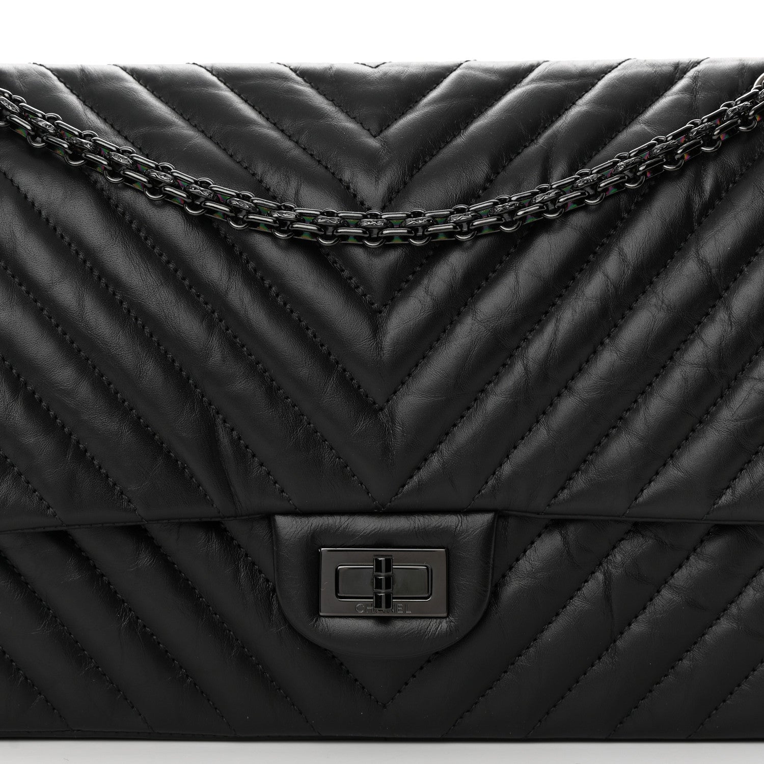 Chanel Aged Calfskin Chevron Quilted 2.55 Reissue 226 So Black 8 of 11