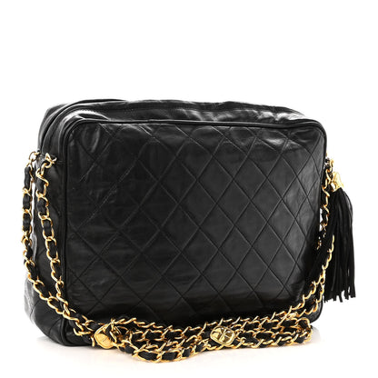 Chanel Lambskin Quilted CC Tassel Camera Case Black 2 of 10