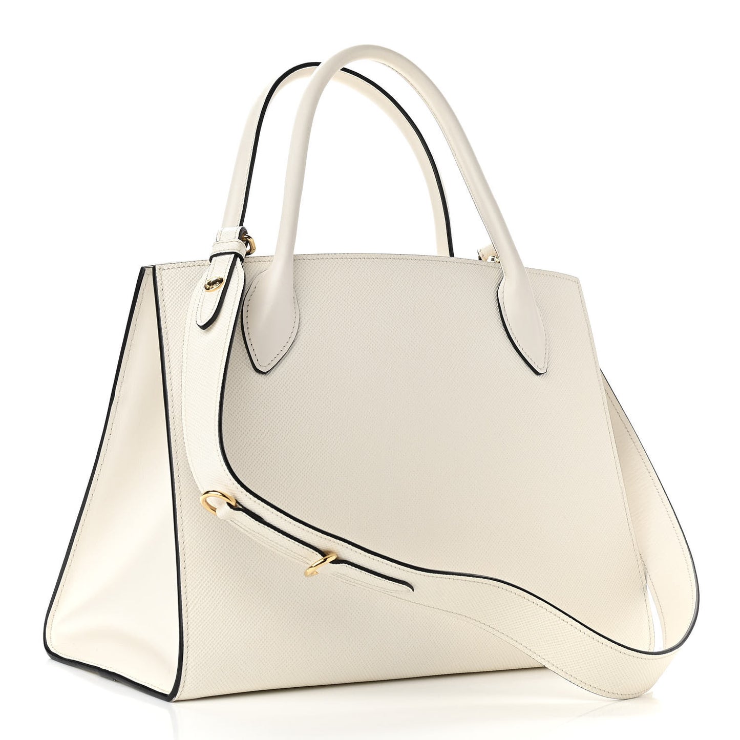 Saffiano Cuir Calfskin Medium Monochrome Top Handle Tote White