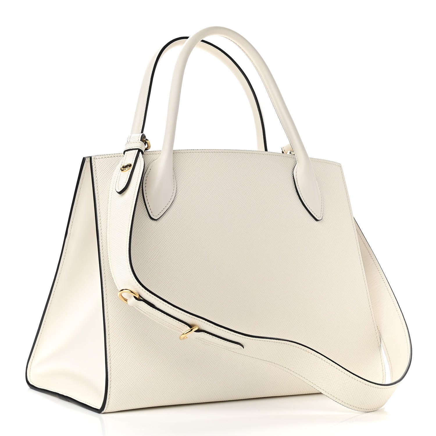 Prada Saffiano Cuir Calfskin Medium Monochrome Top Handle Tote White 2 of 9