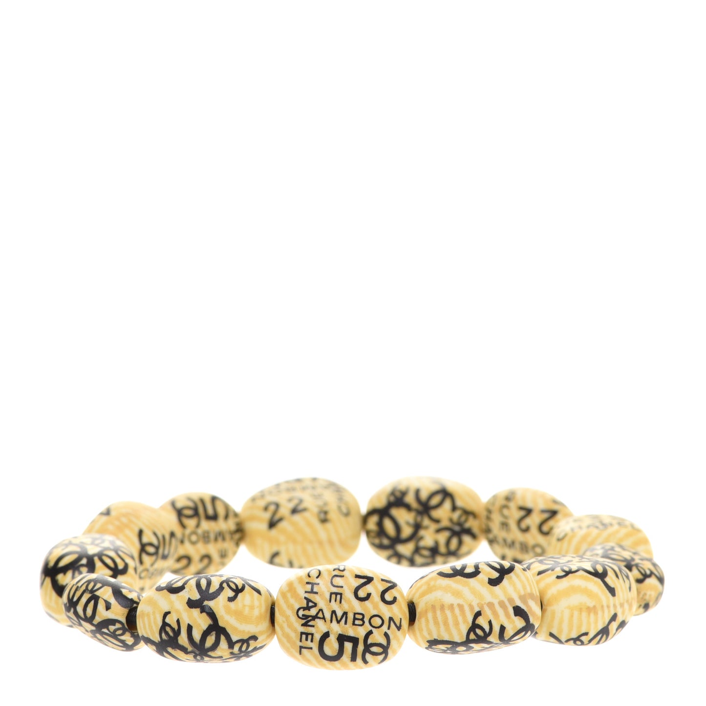 Beaded Rue Cambon CC Bracelet Yellow Black