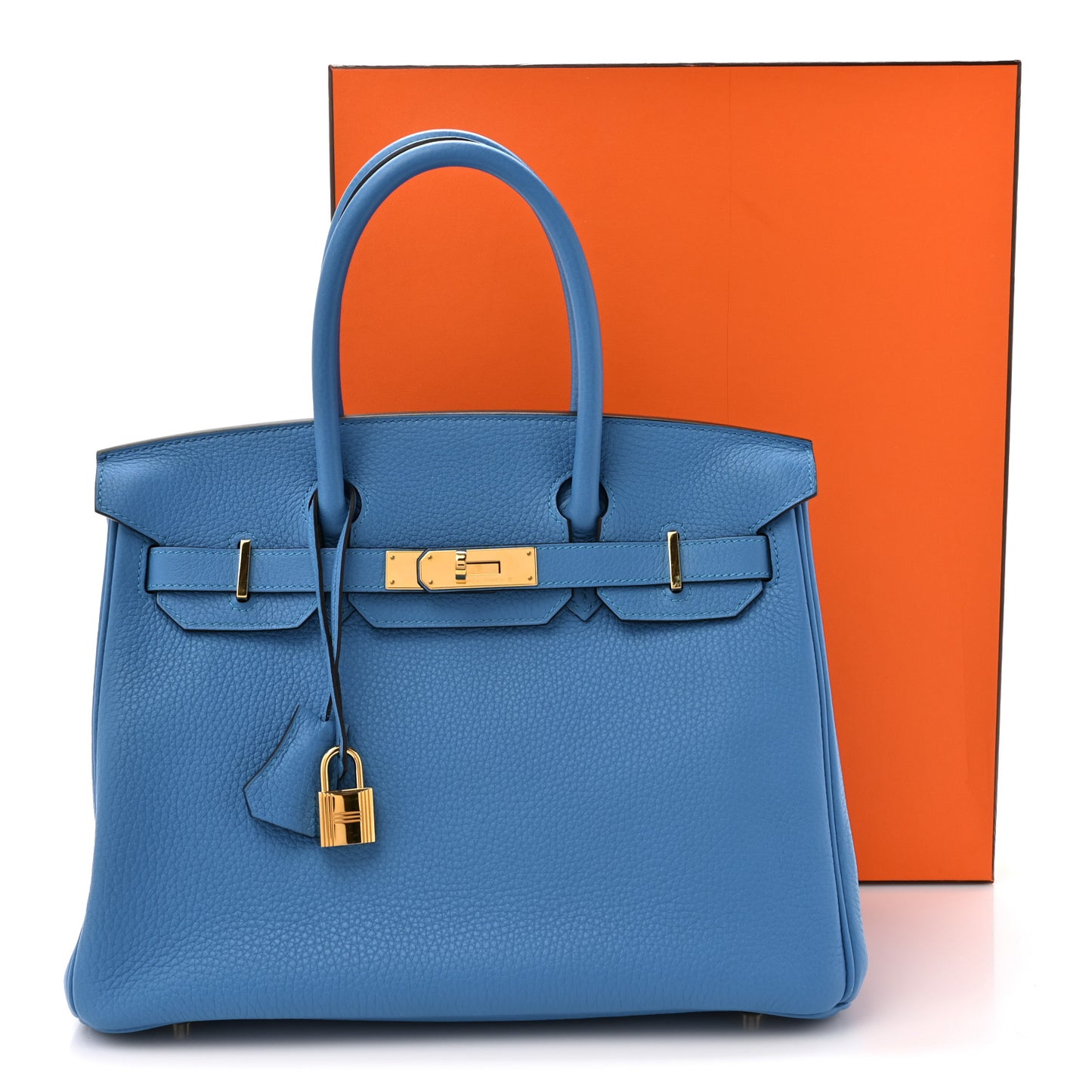 Taurillon Clemence Birkin 30 Bleu Zanzibar
