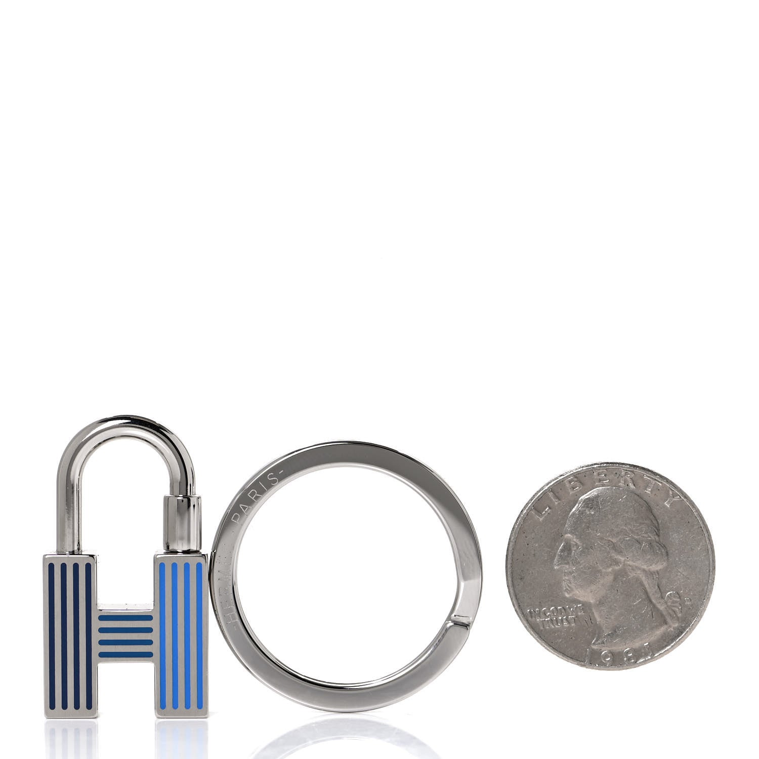 Hermes Lacquered Palladium Cadenas Quizz Rainbow Key Ring Camaieu De Bleus 2 of 5