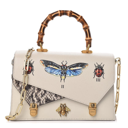 Gucci Calfskin Snakeskin Studded Small Ottilia Top Handle Bag White 1 of 14