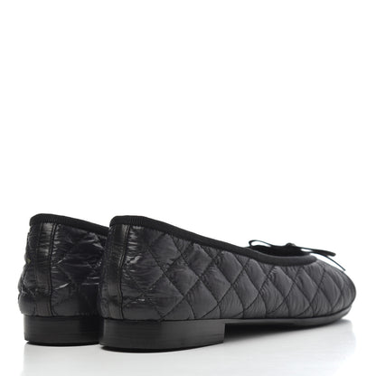 Chanel Nylon Quilted Cap Toe Ballerina Flats 41 Black 4 of 21