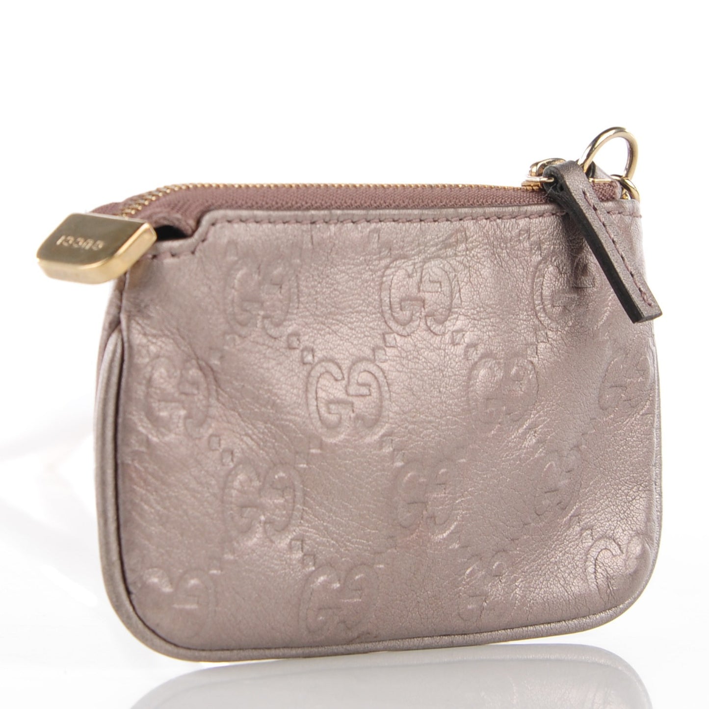 Metallic Guccissima Key Case Mauve